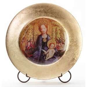  Glass Decoupage Mary/baby Plate