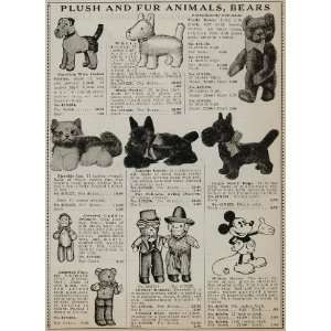   Ad Stuffed Mickey Mouse Teddy Bear Scotty Dog Cat   Original Print Ad