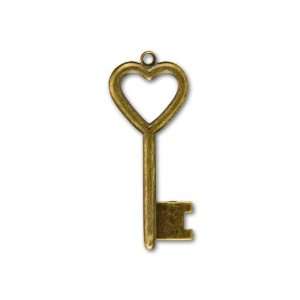 Antique Brass Key to My Heart Charm 