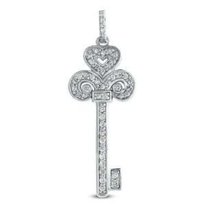   : 14k .52 Dwt Diamond White Gold Key Charm 37mm   JewelryWeb: Jewelry