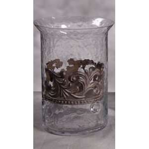  *Small 9.75 in. H Glass/Metal Cylinder Candleholder