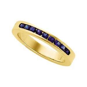   Gold SIZE 06.00/01.70 MM Genuine Sapphire Anniversary Band: Jewelry