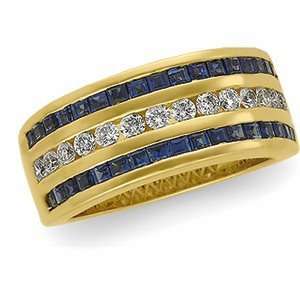   Gold Sapphire & Diamond Bridal Anniversary Band Ring Size 6.0 Jewelry