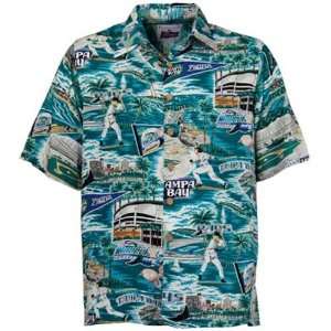   Tampa Bay Rays Aqua Scenic Print Hawaiian Shirt