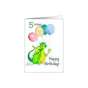  5th Birthday Dragon Card with Balloons Card: Toys & Games