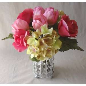  10 Rose/Tulip/Hydrangea Wedding Bouquet Pink/Beauty
