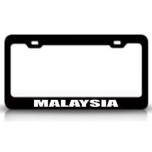 MALAYSIA Country Steel Auto License Plate Frame Tag Holder, Black 