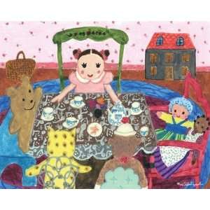     On Sale Dolls Tea Party Canvas Reproduction   10 X 8 Inches: Baby