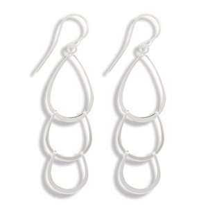 Sterling Silver French Wire Earrings With Triple Cut Out Drop Design 