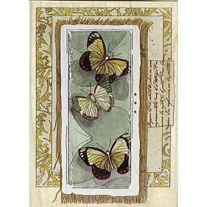    Butterflies Script Wood Mounted Rubber Stamp