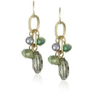   Leslie Danzis Iridescent Green Stone Cluster Earrings: Jewelry
