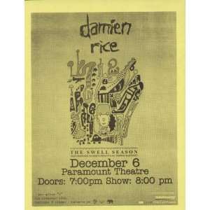 Damien Rice Paramount SF Original Concert Flyer 2006: Home 