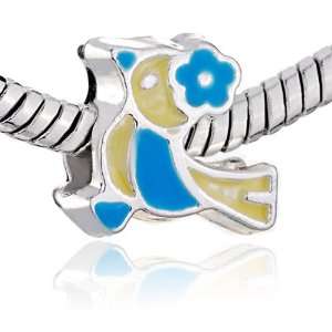  Cute Yellow Blue Bird Beads Fits Pandora Charm Bracelet 