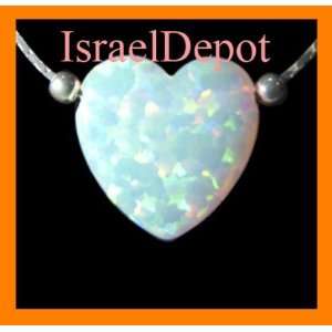   Big Opal Heart Pendant 925 Silver Chain Necklace 