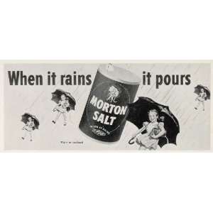 1950 Billboard Morton Iodized Salt Umbrella Girl Rain   Original 