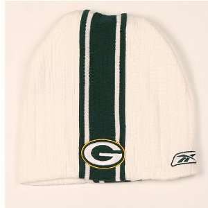  Green Bay Packers White Center Stripe Knit Beanie: Sports 