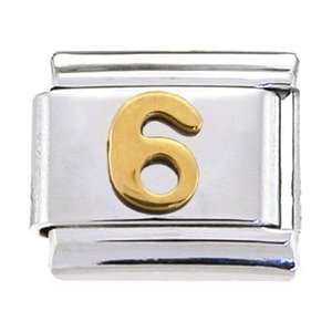  Gold Number Six Italian Charm Jewelry