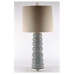   Natural Light Blue Tower Pottery Table Lamp: Home Improvement