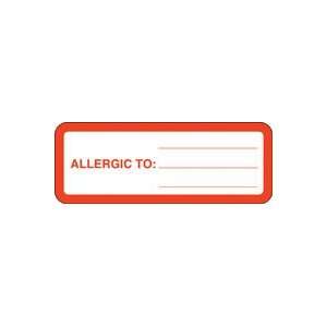  UL702 Chart Label Allergic To 3 Line 3x1 1/8 Rd/W 320 Per 