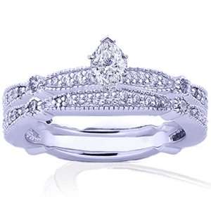  1.10 Ct Marquise Cut Diamond Engagement Wedding Rings Pave 