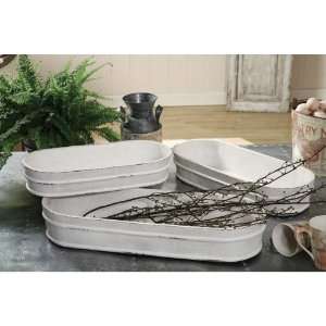  Set of 3 Wood Distressed oval Trays or containers Kitchen 