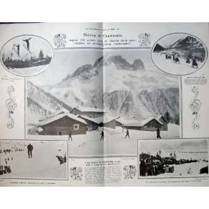    1908 Ski Ing Chamounix Mountains Snow Sport Pennine