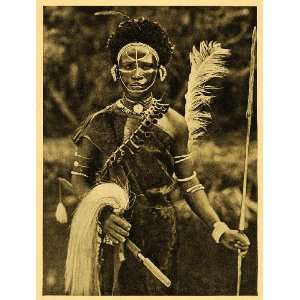  1935 Print Warrior Kikuyu Tribe Portrait Feather Bantu 