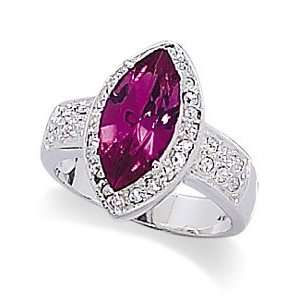 CleverSilvers Fuchsia Marquise Cz And Crystal Edge Sterling Silver 