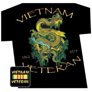 Vietnam VETERAN Dragon T Shirt, w Service & RVN Campaign Ribbons 