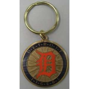  Detroit Tigers Starburst Orange D Gold Keychain Sports 
