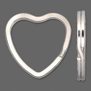 100 KEY RINGS~Heart Shape 32mm Split Ring ~Silver Metal  