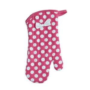   Steele Pink and White Polka Dot Oven Mitt with Bow