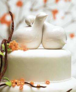 LOVE BIRDS Porcelain DOVES Wedding Cake Topper Top  