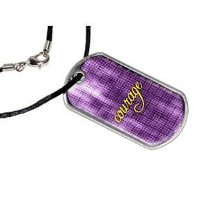  Courage   Military Dog Tag Black Satin Cord Necklace 