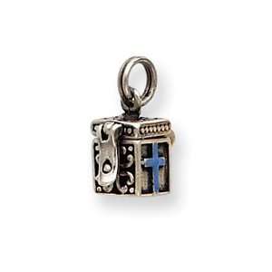  Sterling Silver Blue Enamaled Cross Box Charm   JewelryWeb 