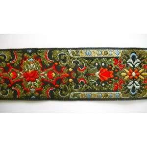  Russian Metallic Jacquard Ribbon Trim Black Red Blue: Arts 