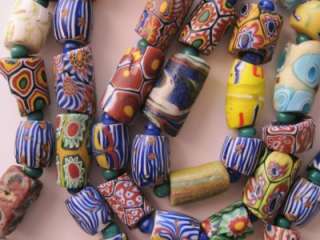 Vintage African Trade Beads Venetian Millefiori Eye mixed Necklace 