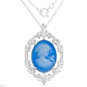    Ladies Cameo Necklace and Sterling Silver Chain 18 Jewelry