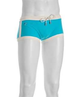turquoise nylon zip pocket square cut swim briefs   up to 
