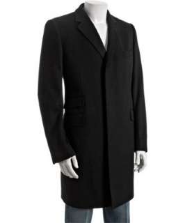 Gucci black wool button front overcoat  