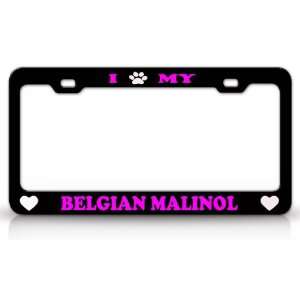   Animal High Quality STEEL /METAL Auto License Plate Frame, Black/Pink