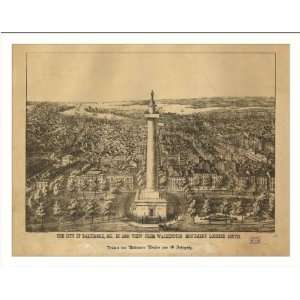 Historic Baltimore, Maryland, c. 1880 (L) Panoramic Map Poster Print 