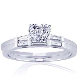  1.30 Ct Heart Shaped Diamond Engagement Wedding Rings Bar 