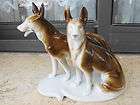 Antique German Porcelain Dresden Volkstedt Lady Borzoi Wolfhound Dog 