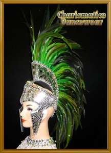 GREEN MOHAWK Drag Feather CABARET STUNNING HEADDRESS  