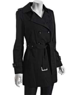 MICHAEL Michael Kors black cotton poly double breasted short trench 