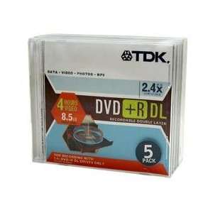  TDK DVD+R85AS5 2.4X WRITE ONCE DOUBLE LAYER DVD+R   5 PACK 