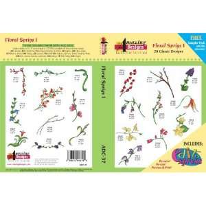 Floral Sprigs Amazing Designs ADC 37 Jumbo Embroidery Designs on CD 