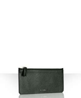 Prada wood saffiano leather zip wallet  