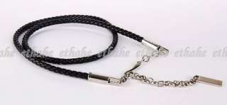 Womens Braided Thin Waist Chain Belt Band Black 2L5Y  